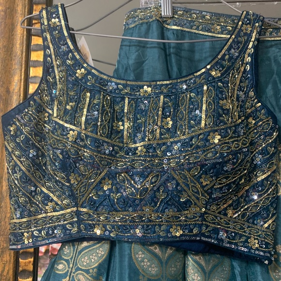 Pure banarsi silk lengha with hand embroidery blouse - Picture 4 of 10